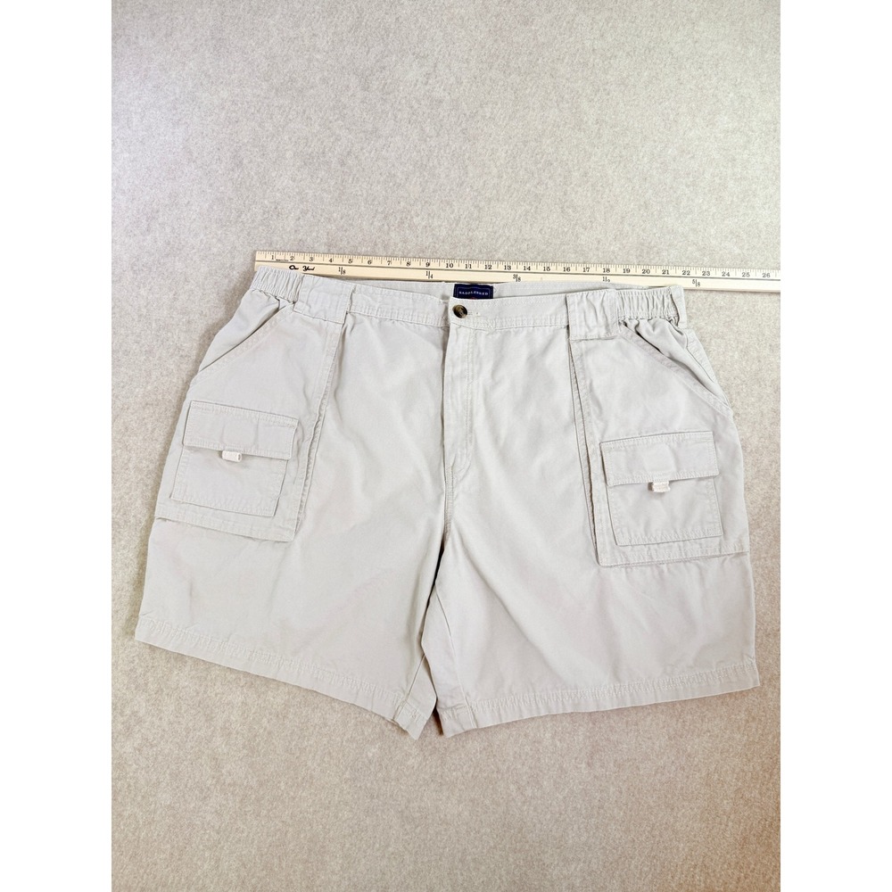Saddlebred Mens Beige Cargo Shorts Elastic Waist Utility Pockets Size 46/8
